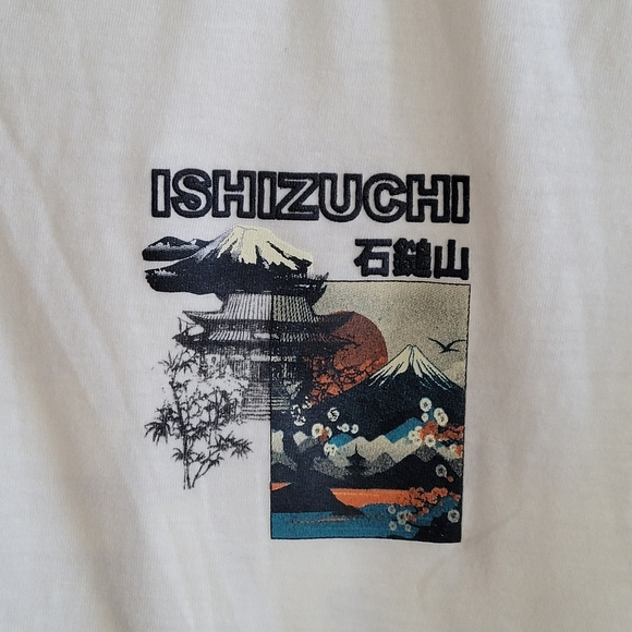 GSTR Men's Tokyo JPN Mountain Graphic Print Ivory Shirt Size S Made In Peru - Picture 3 of 11